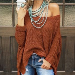 She and Sky V Neck Pullover Sweater